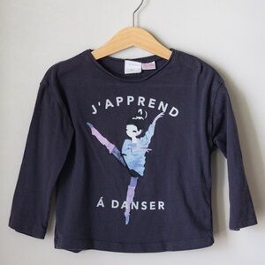 Zara Kids Ballerina 'J'apprend à Danser' Long Sleeve Shirt Size 2-3 Years